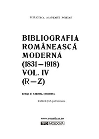 coperta carte biblioteca romaneasca moderna (1831-1918) vol. iv (r-z) de prefata: gabriel strempel
